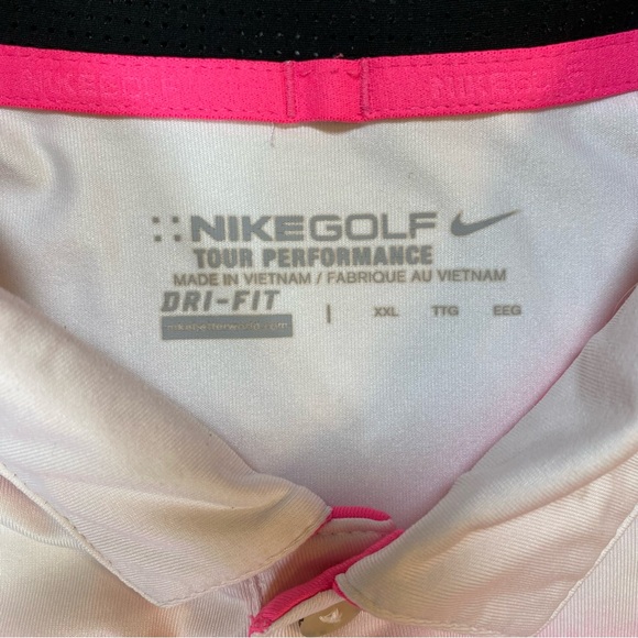 Nike Golf Tour Performance King & Bear Pink White Gray Polo Shirt Mens XXL - Picture 3 of 11
